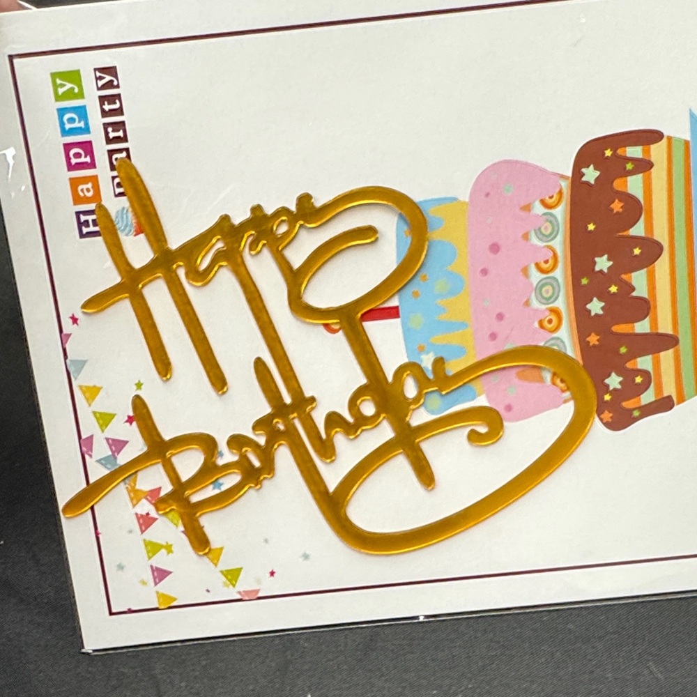 Elegant Gold Happy Birthday Cake Topper
